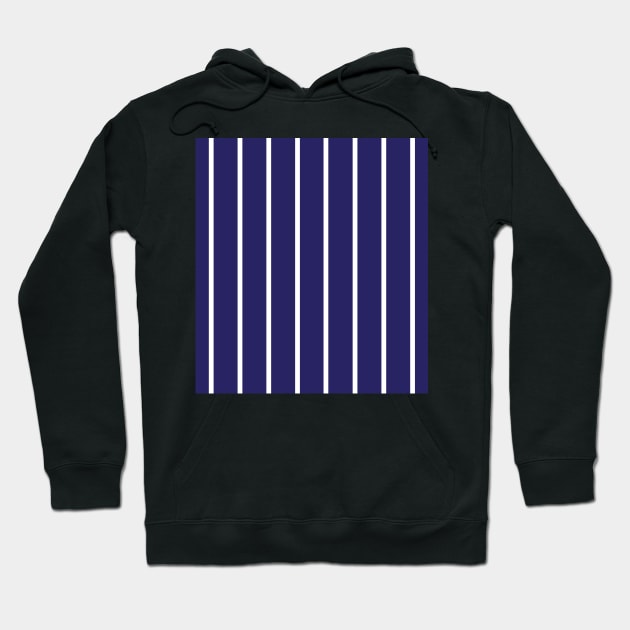Narrow navy blue and white stripes 2 Hoodie by bettyretro